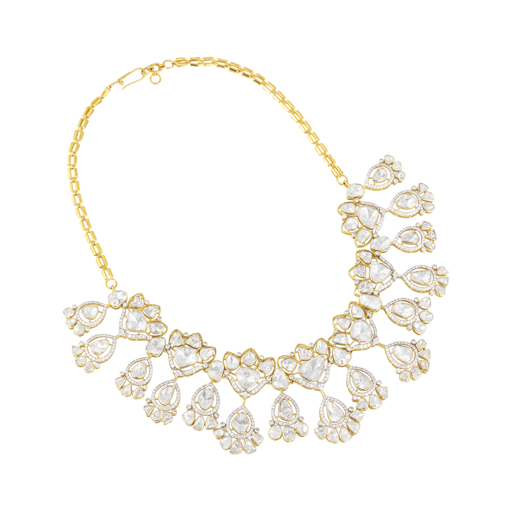 Polki Necklace with Pear & Teardrop Polki Diamond